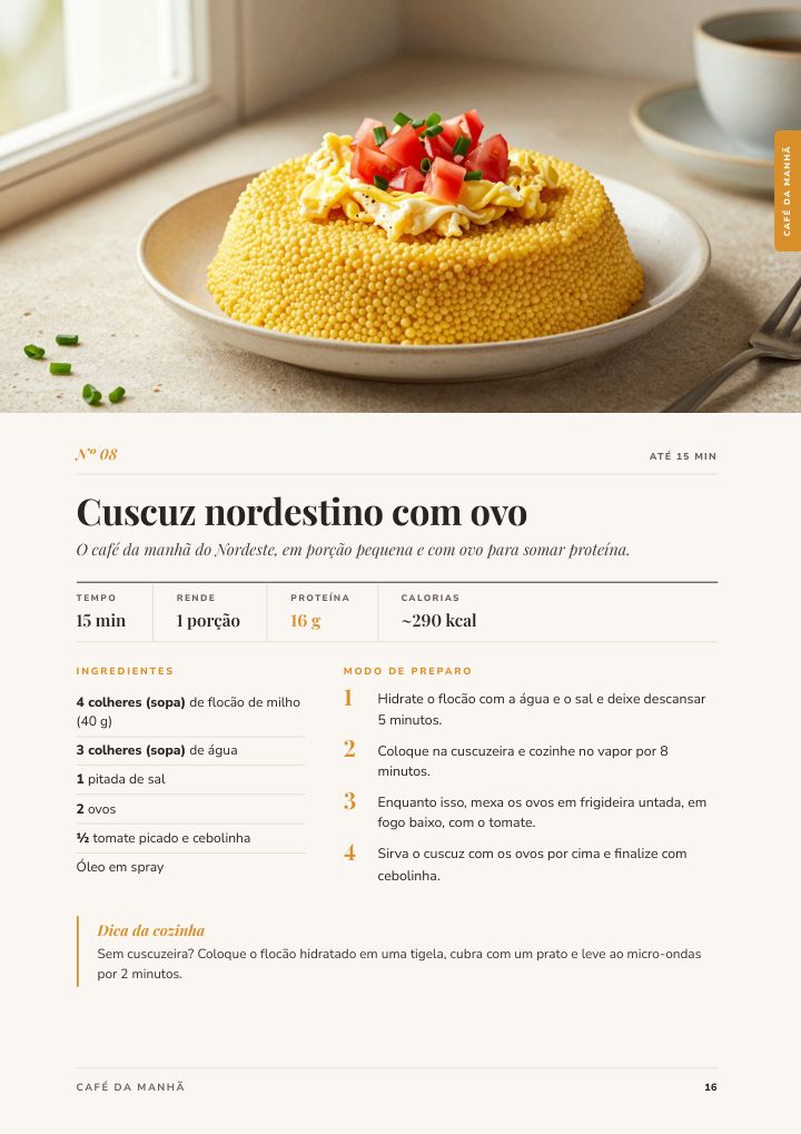 Página da receita de cuscuz nordestino