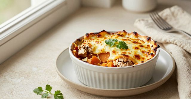 Escondidinho de batata-doce com frango